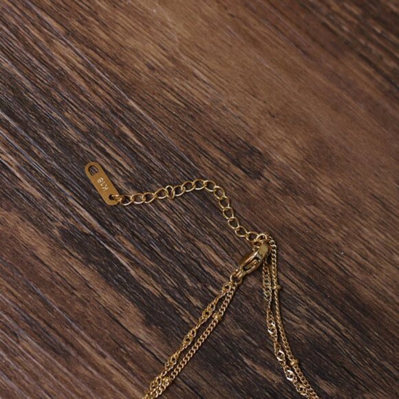 NEW 18K Gold Plated Vintage Diamond Coin Star Double Layer Necklace - Picture 13 of 14